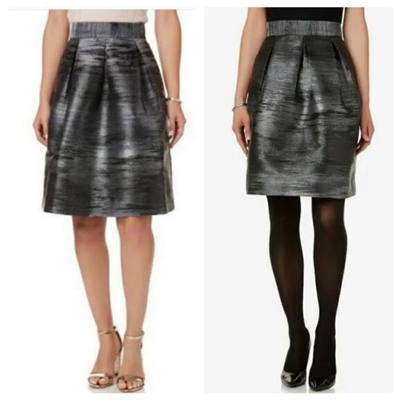 SIMPLY STYLED Silver Gray Skirt Special Occasion Elegant Metallic Sheen - Picture 1 of 8